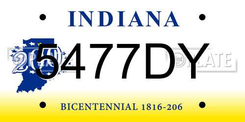 5477DY Indiana License Plate