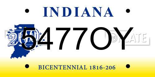 5477OY Indiana License Plate