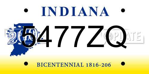 5477ZQ Indiana License Plate
