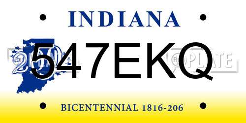 547EKQ Indiana License Plate