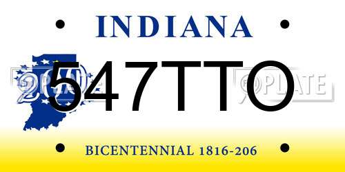 547TTO Indiana License Plate
