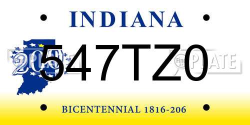 547TZ0 Indiana License Plate