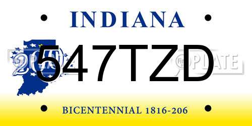 547TZD Indiana License Plate