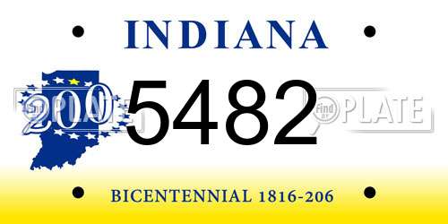 5482 Indiana License Plate