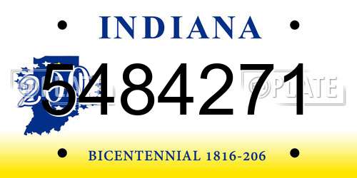 5484271 Indiana License Plate
