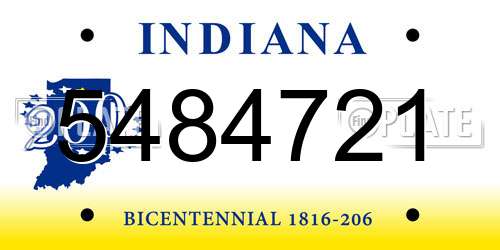 5484721 Indiana License Plate