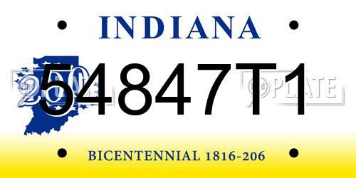 54847T1 Indiana License Plate