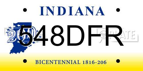 548DFR Indiana License Plate