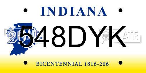 548DYK Indiana License Plate