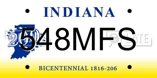 548MFS Indiana License Plate