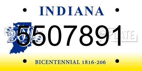 5507891 Indiana License Plate