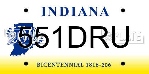 551DRU Indiana License Plate