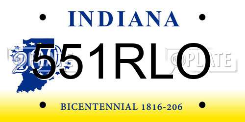 551RLO Indiana License Plate