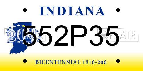 552P35 Indiana License Plate