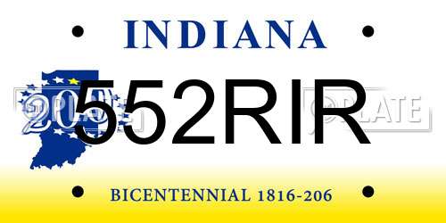 552RIR Indiana License Plate