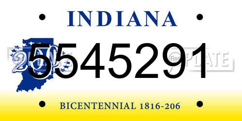 5545291 Indiana License Plate