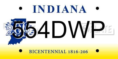 554DWP Indiana License Plate