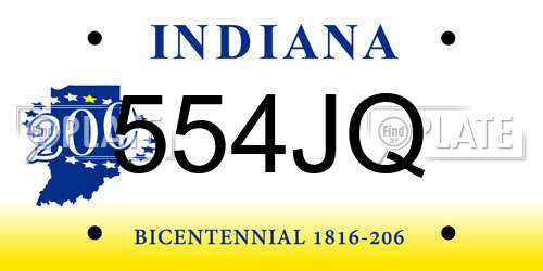 554JQ Indiana License Plate
