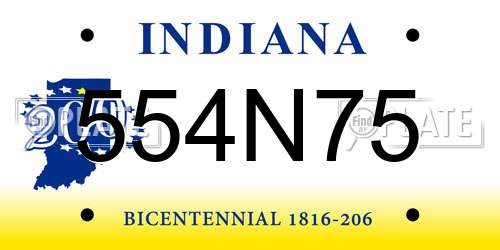 554N75 Indiana License Plate