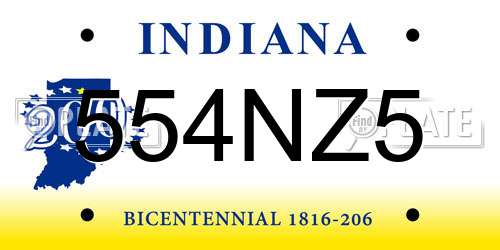 554NZ5 Indiana License Plate