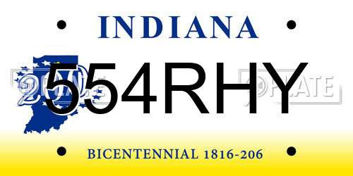 554RHY Indiana License Plate