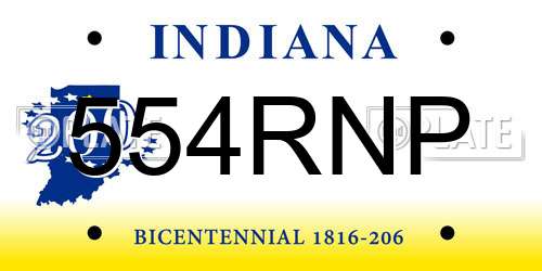 554RNP Indiana License Plate
