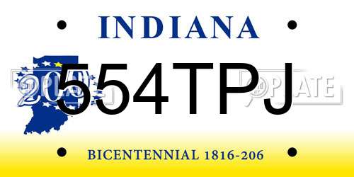 554TPJ Indiana License Plate