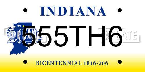555TH6 Indiana License Plate