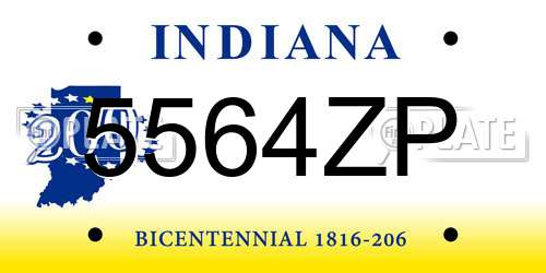 5564ZP Indiana License Plate