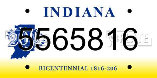5565816 Indiana License Plate