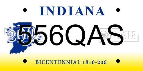 556QAS Indiana License Plate