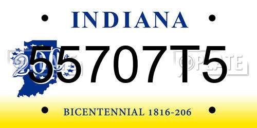 55707T5 Indiana License Plate