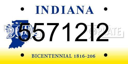 55712I2 Indiana License Plate