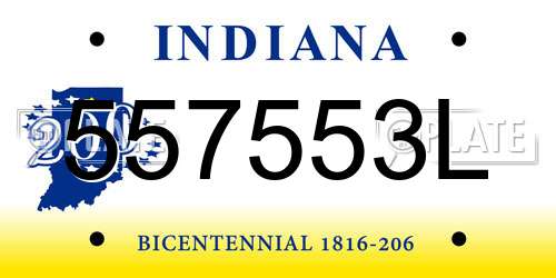 557553L Indiana License Plate