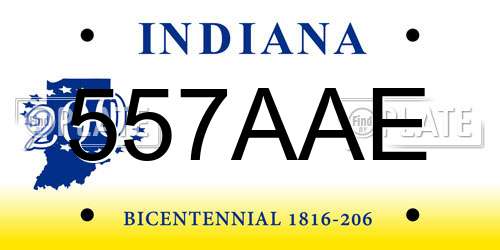 557AAE Indiana License Plate