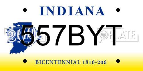 557BYT Indiana License Plate