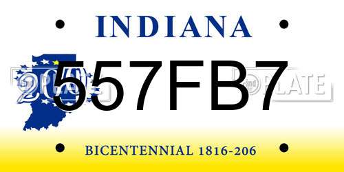 557FB7 Indiana License Plate