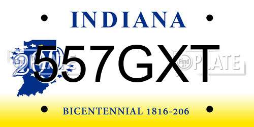 557GXT Indiana License Plate