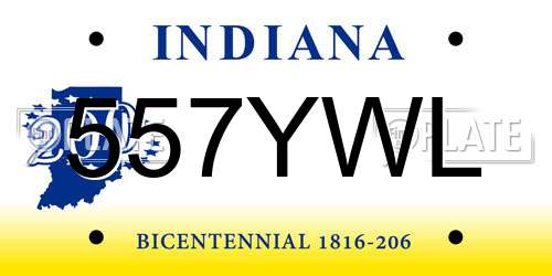 557YWL Indiana License Plate