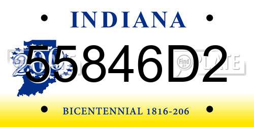 55846D2 Indiana License Plate