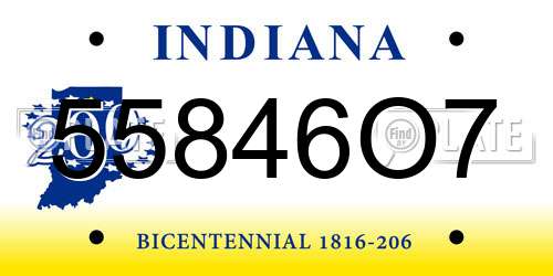 55846O7 Indiana License Plate