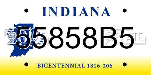 55858B5 Indiana License Plate