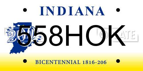 558HOK Indiana License Plate