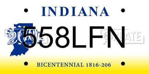 558LFN Indiana License Plate