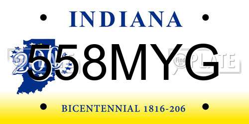 558MYG Indiana License Plate