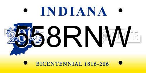 558RNW Indiana License Plate