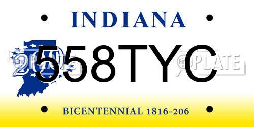 558TYC Indiana License Plate