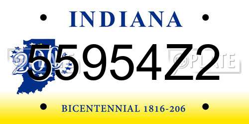 55954Z2 Indiana License Plate