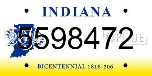 5598472 Indiana License Plate