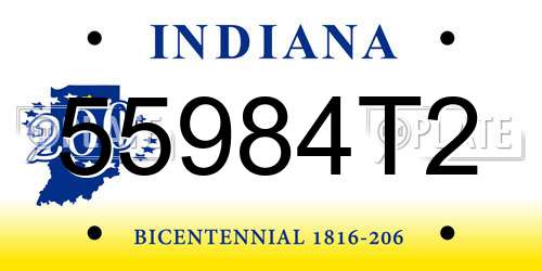 55984T2 Indiana License Plate